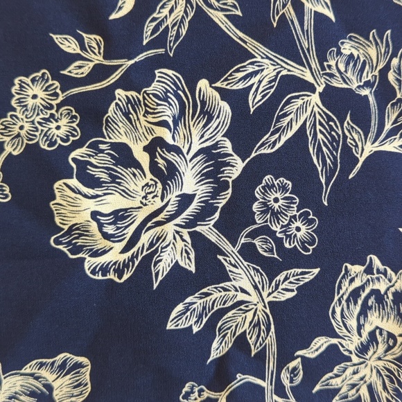 Talbots Pure Silk Floral A-Line Lined Maxi Skirt 8 Navy Blue Cream - Picture 7 of 15